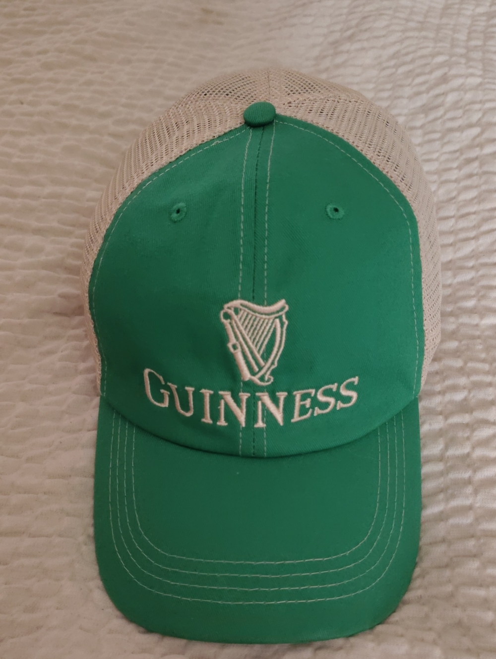 Guinness Emerald Green and Cream Mesh Trucker Cap Adjustable